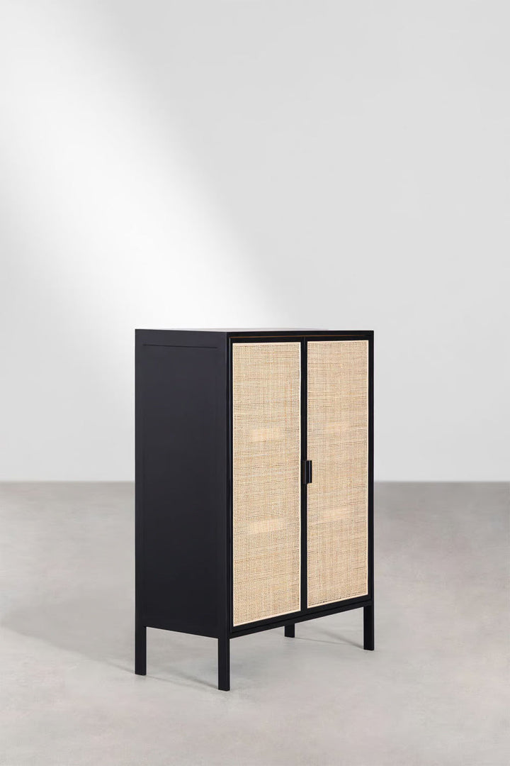 Rattan & Wooden 2 Door Sideboard - Niles