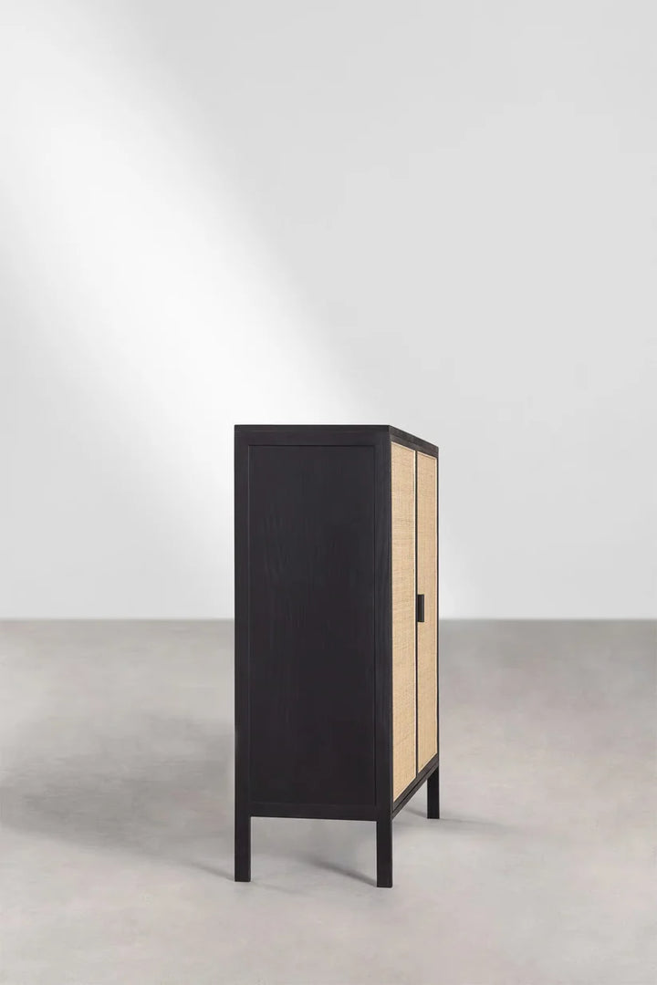 Rattan & Wooden 2 Door Sideboard - Niles