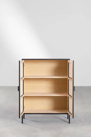 Rattan & Wooden 2 Door Sideboard - Niles