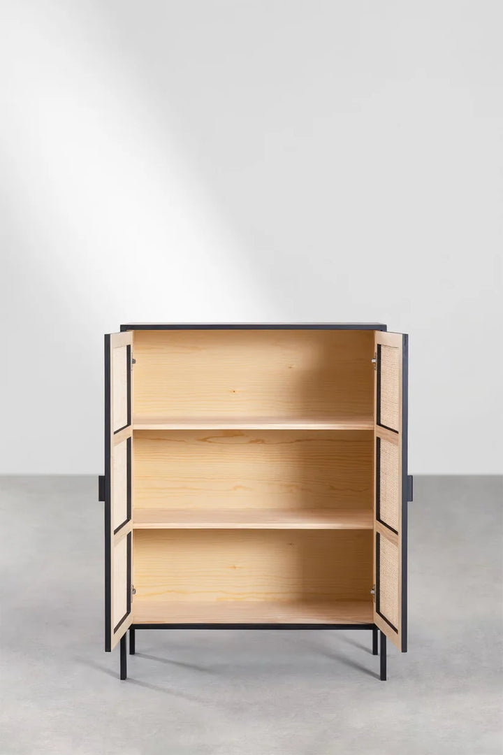 Rattan & Wooden 2 Door Sideboard - Niles