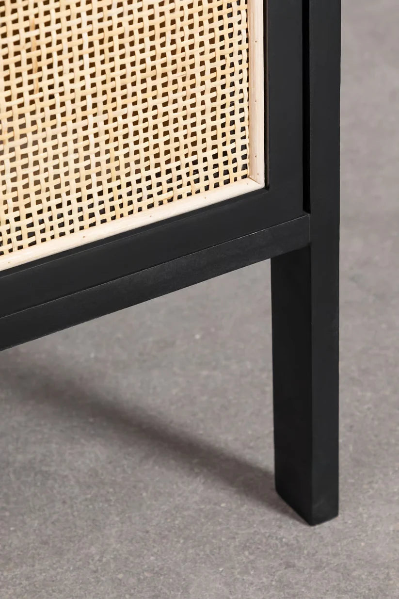 Rattan & Wooden 2 Door Sideboard - Niles