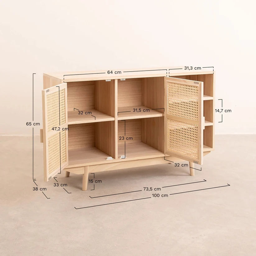 Wooden Sideboard with 2 Shelves | Wooden Cabinet - Kalestonby