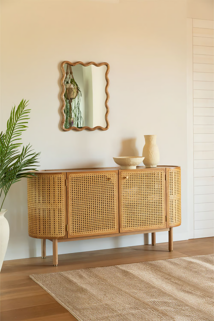 Rattan and Wood Sideboard | Wooden Cabinet - Sylas