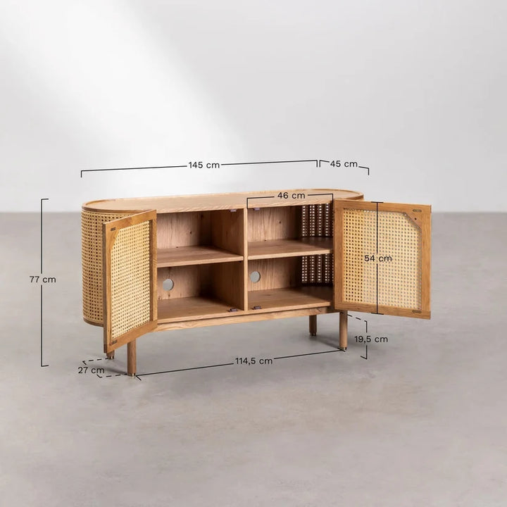Rattan and Wood Sideboard | Wooden Cabinet - Sylas