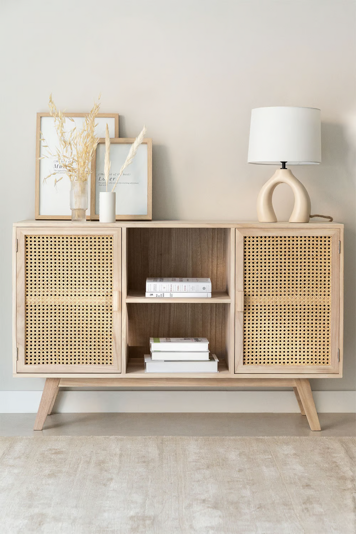 Rattan and Wood Sideboard | Wooden Cabinet - Rider