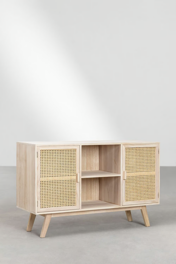 Rattan and Wood Sideboard | Wooden Cabinet - Rider