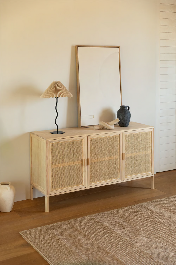 Rattan & Wood Sideboard | Wooden Cabinet- Marlowe