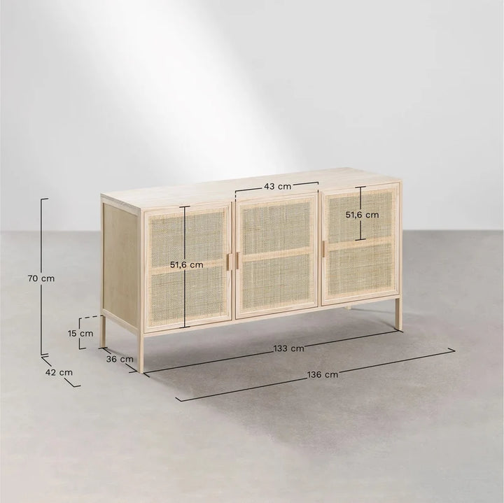 Rattan & Wood Sideboard | Wooden Cabinet- Marlowe