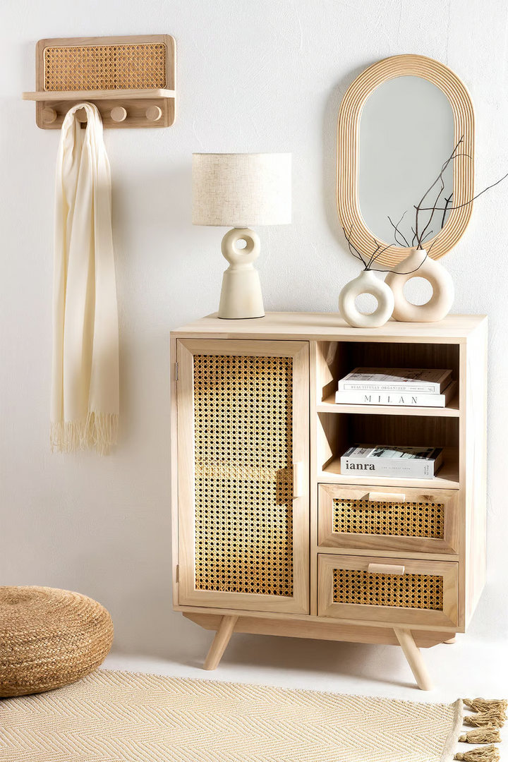 Rattan & Wooden Sideboard with Drawers- Quill