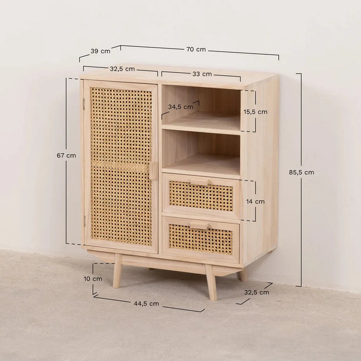 Rattan & Wooden Sideboard with Drawers- Quill