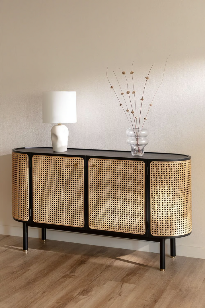 Rattan and Wood Sideboard | Wooden Cabinet - Torren
