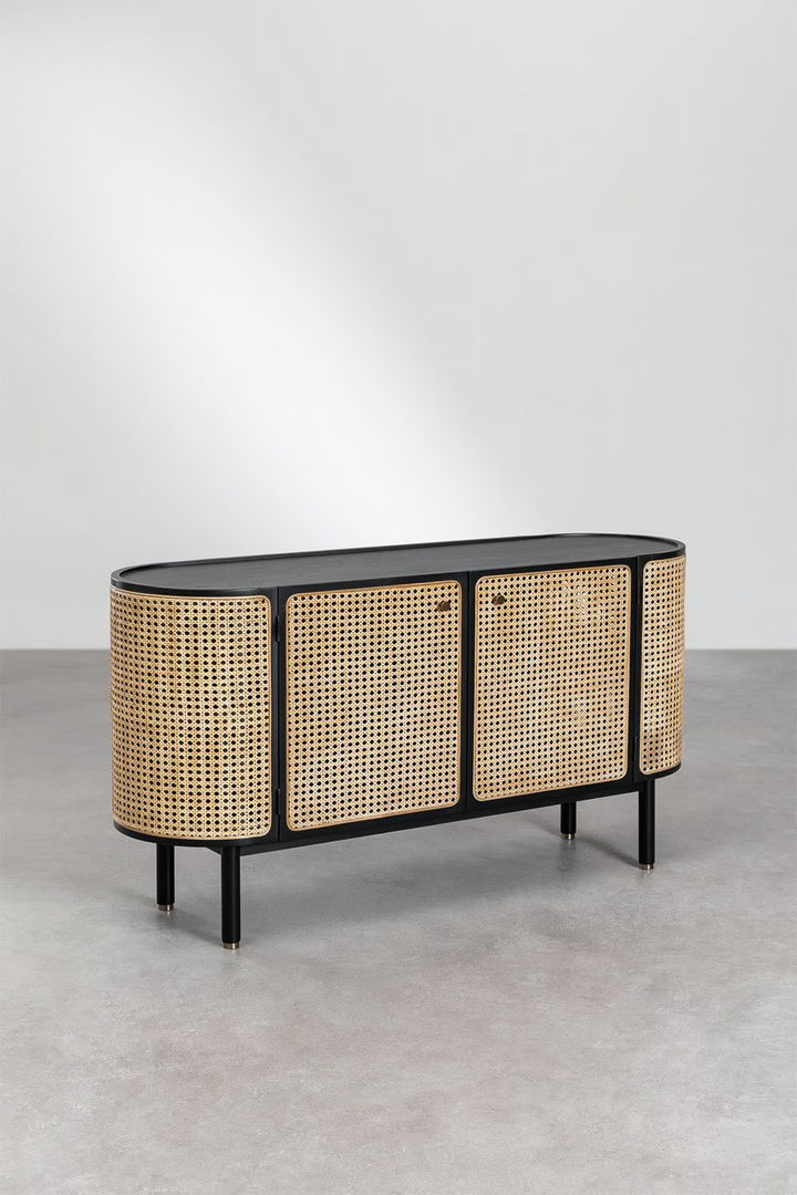 Rattan and Wood Sideboard | Wooden Cabinet - Torren