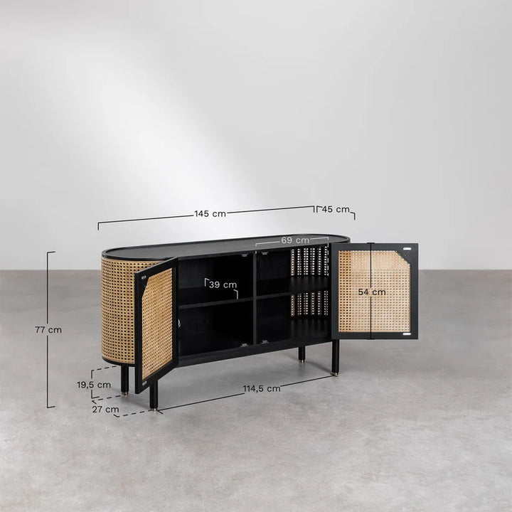 Rattan and Wood Sideboard | Wooden Cabinet - Sylas