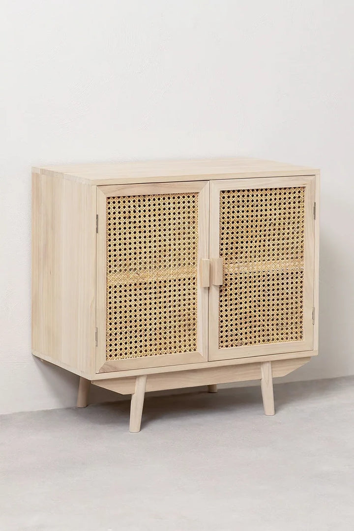 Rattan & Wooden Sideboard with Drawers - Pell