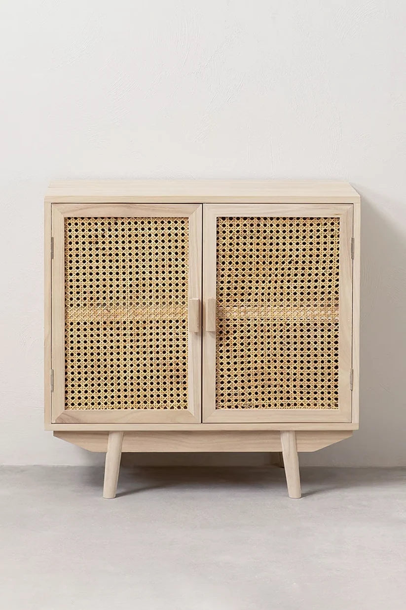 Rattan & Wooden Sideboard with Drawers - Pell