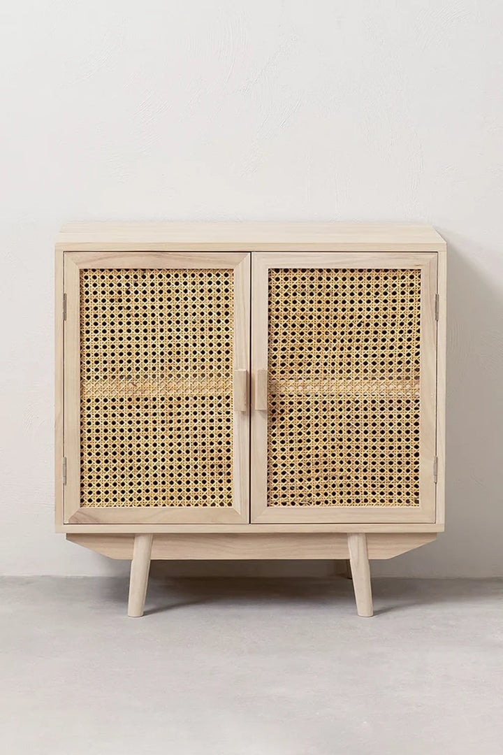 Rattan & Wooden Sideboard with Drawers - Pell