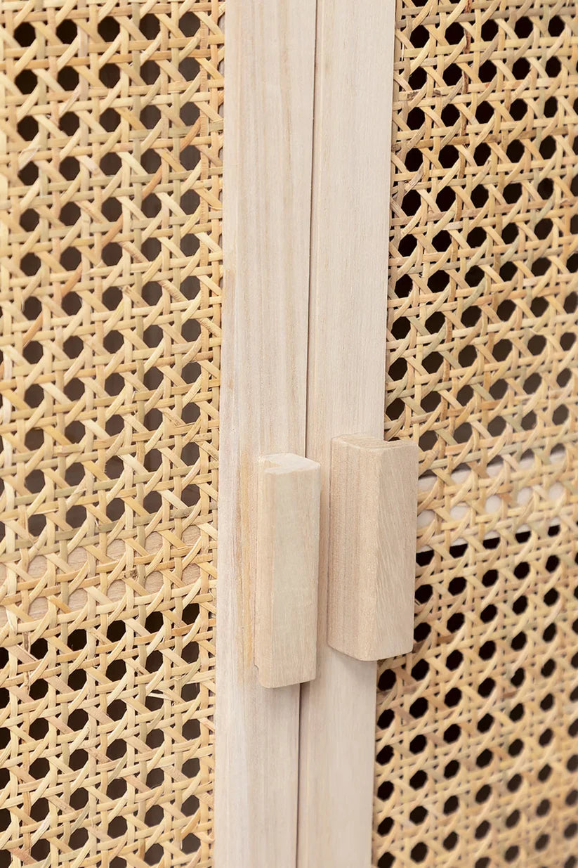 Rattan & Wooden Sideboard with Drawers - Pell