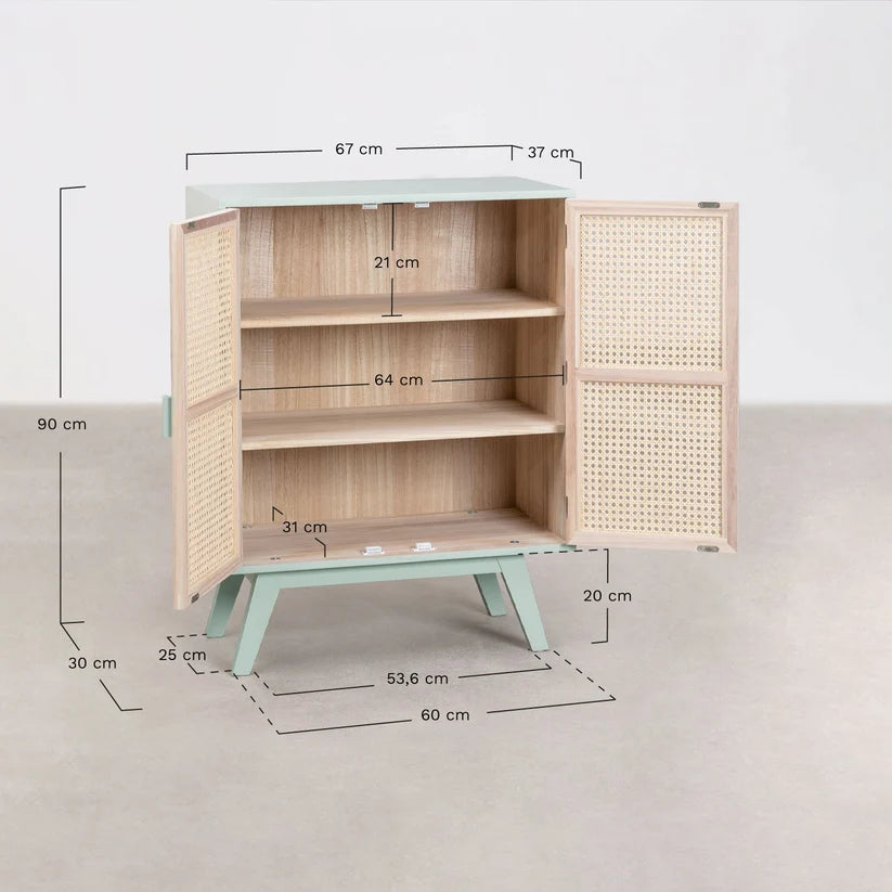 Rattan & Wooden Sideboard with Drawers- Orin