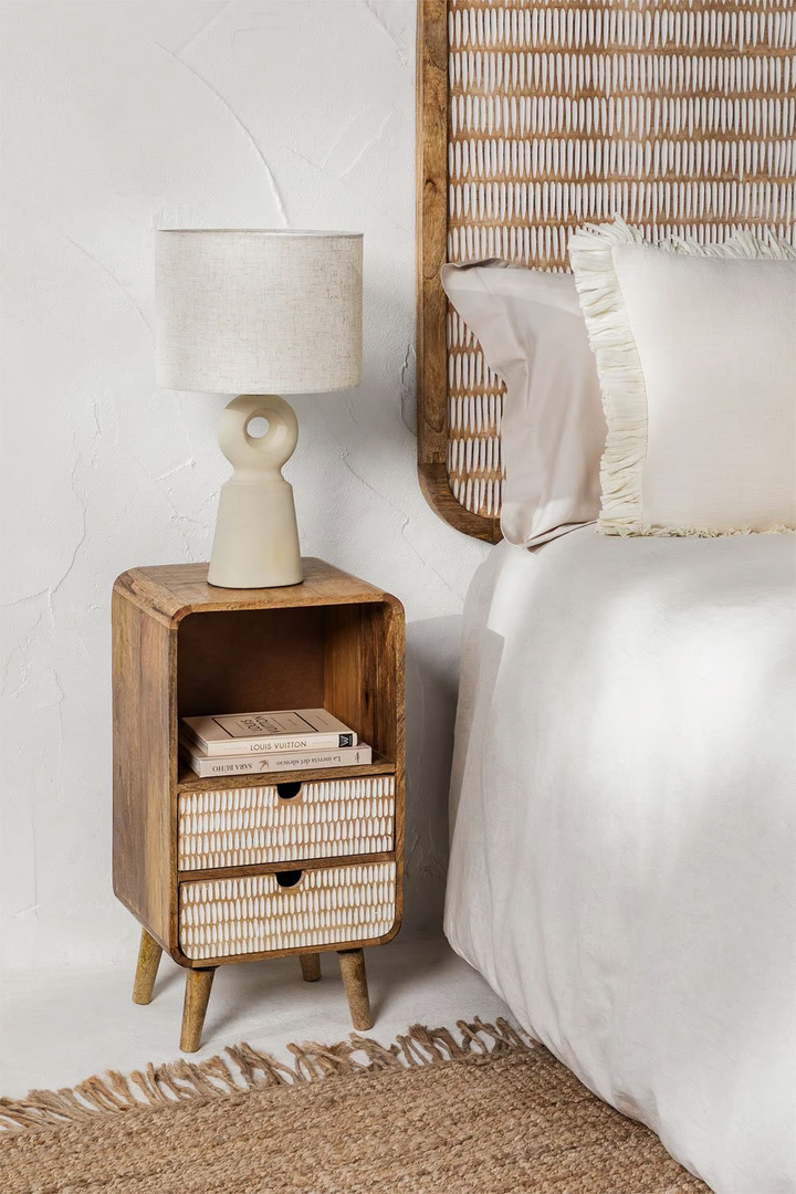 Mango wood bedside table with storage - Morrow