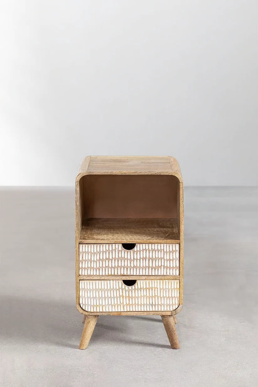 Mango wood bedside table with storage - Morrow