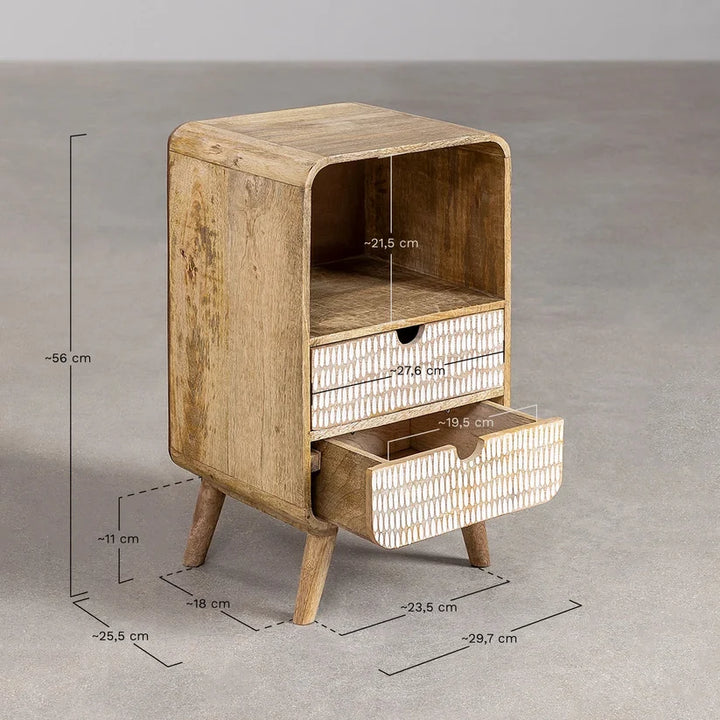 Mango wood bedside table with storage - Morrow