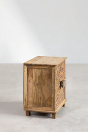 Mango Wood Nightstand with Drawers- Quintus