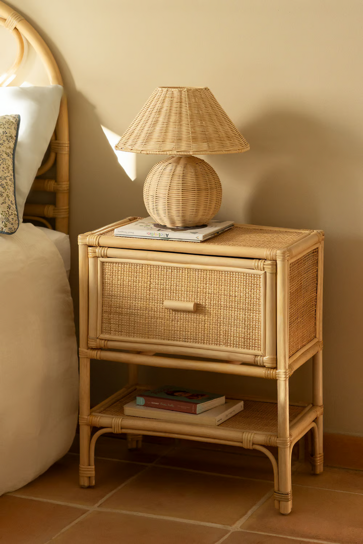 Rattan Bedside Table | Wooden Bedside Table - Matthew