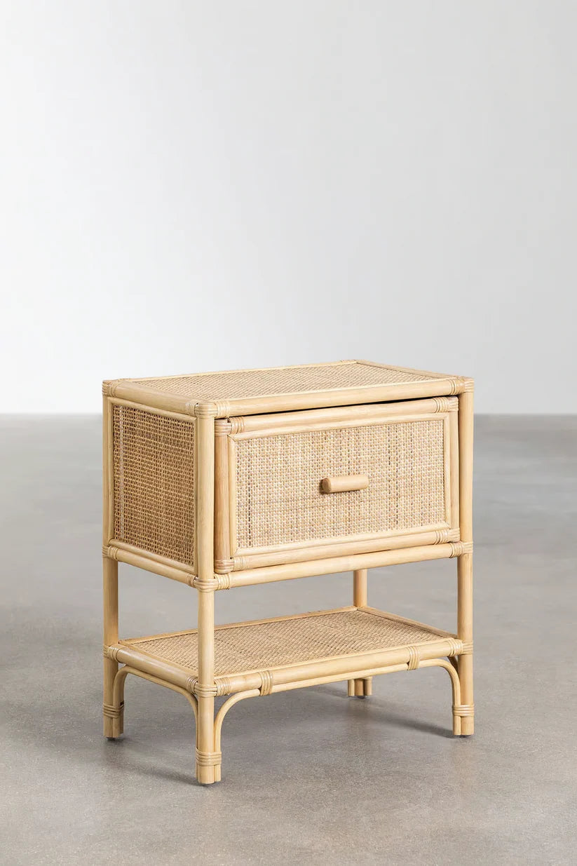Rattan Bedside Table | Wooden Bedside Table - Matthew