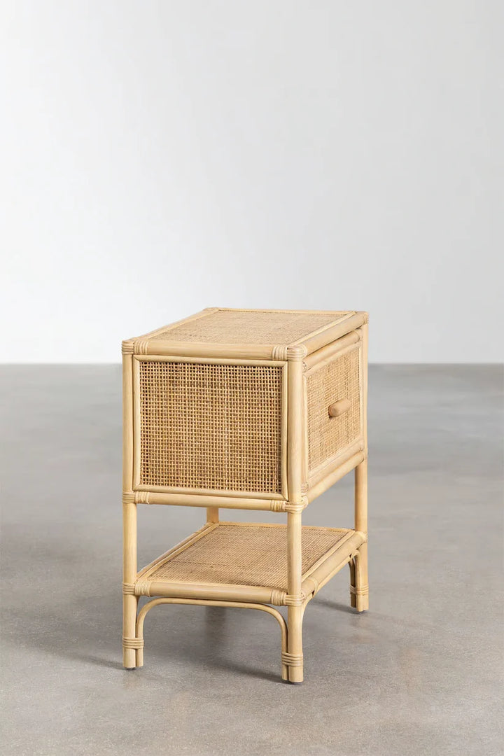 Rattan Bedside Table | Wooden Bedside Table - Matthew