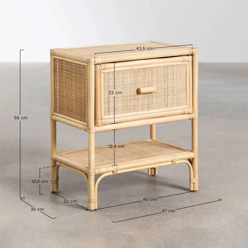 Rattan Bedside Table | Wooden Bedside Table - Matthew