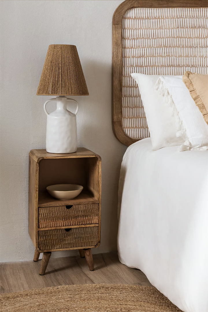 Mango Wood bedside table with storage - Lennox