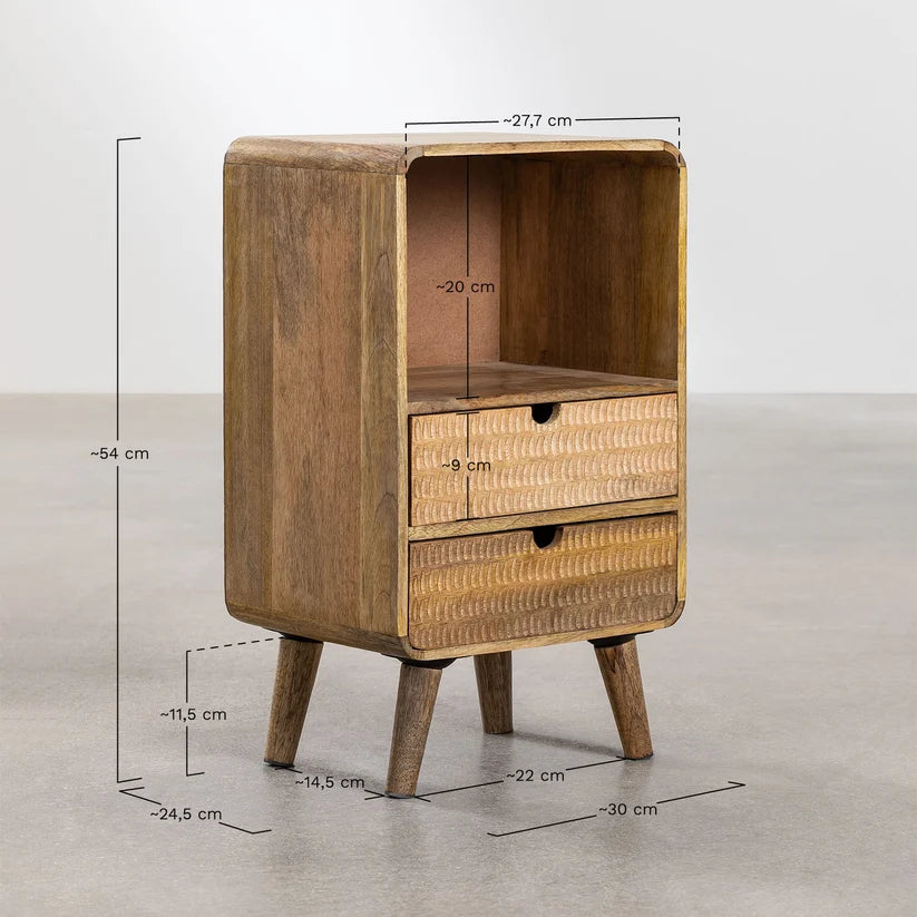Mango Wood bedside table with storage - Lennox