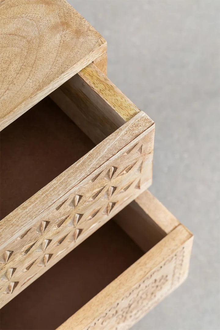 Mango Wood Nightstand Table | Wooden Bedside Table -Percival