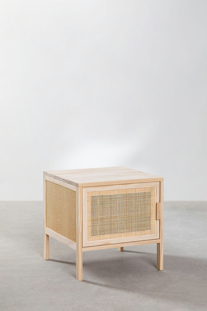 Rattan Bedside Table | Wooden Bedside Table - Bobbie