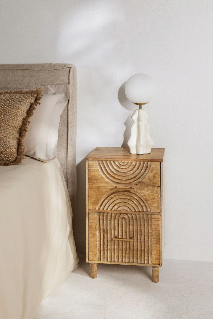 Mango Wood Bedside Table | Wooden Bedside Table - Dara