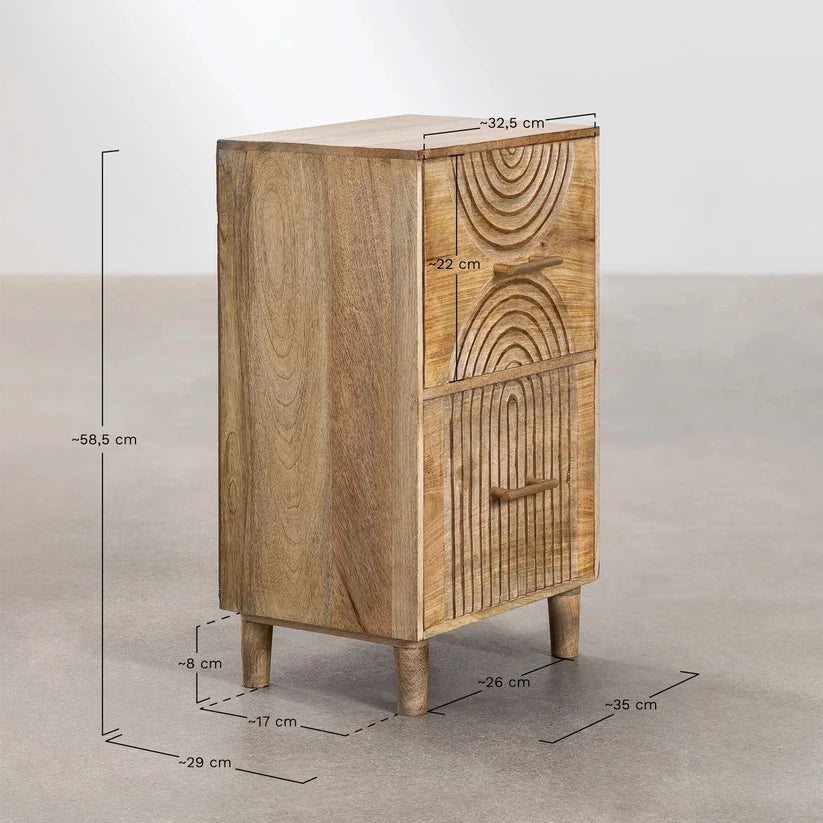 Mango Wood Bedside Table | Wooden Bedside Table - Dara