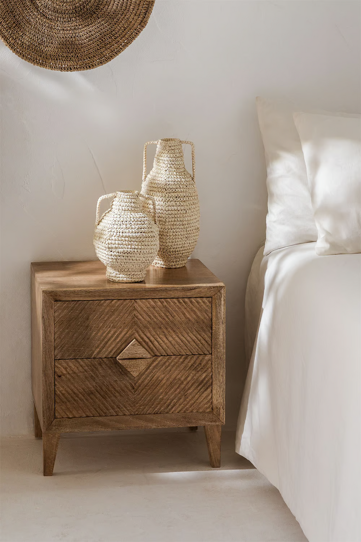 Mango Wood Nightstand Table | Wooden Bedside Table - Venus