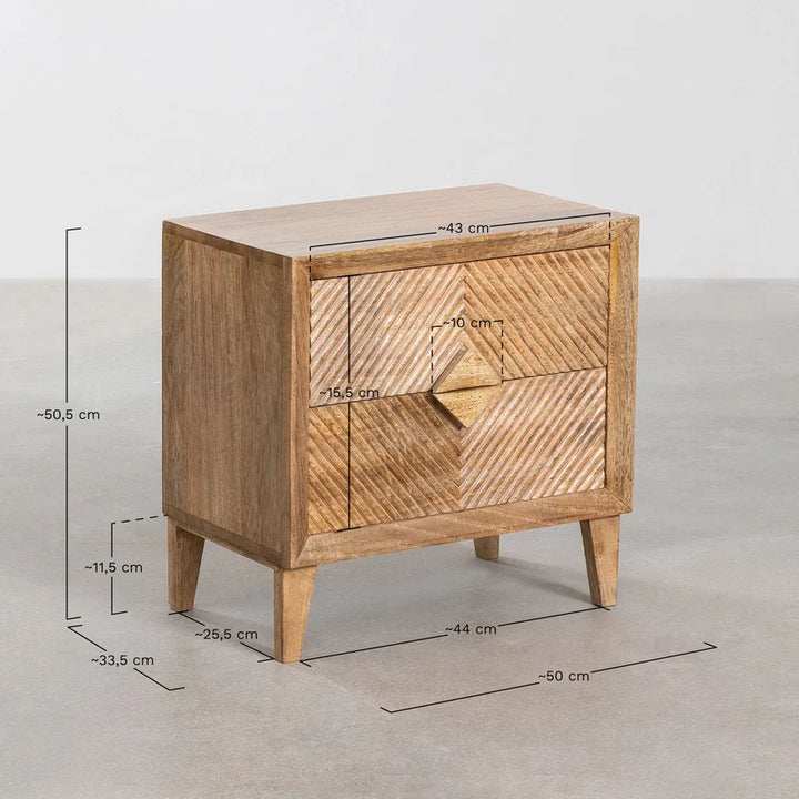 Mango Wood Nightstand Table | Wooden Bedside Table - Venus