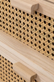 Rattan & Mango Wood Bedside Table with Drawers | Wooden Bedside Table - Agnes