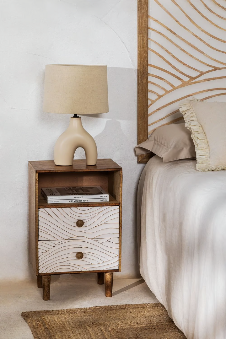 Mango Wood Nightstand Table | Wooden Bedside Table - Frankie