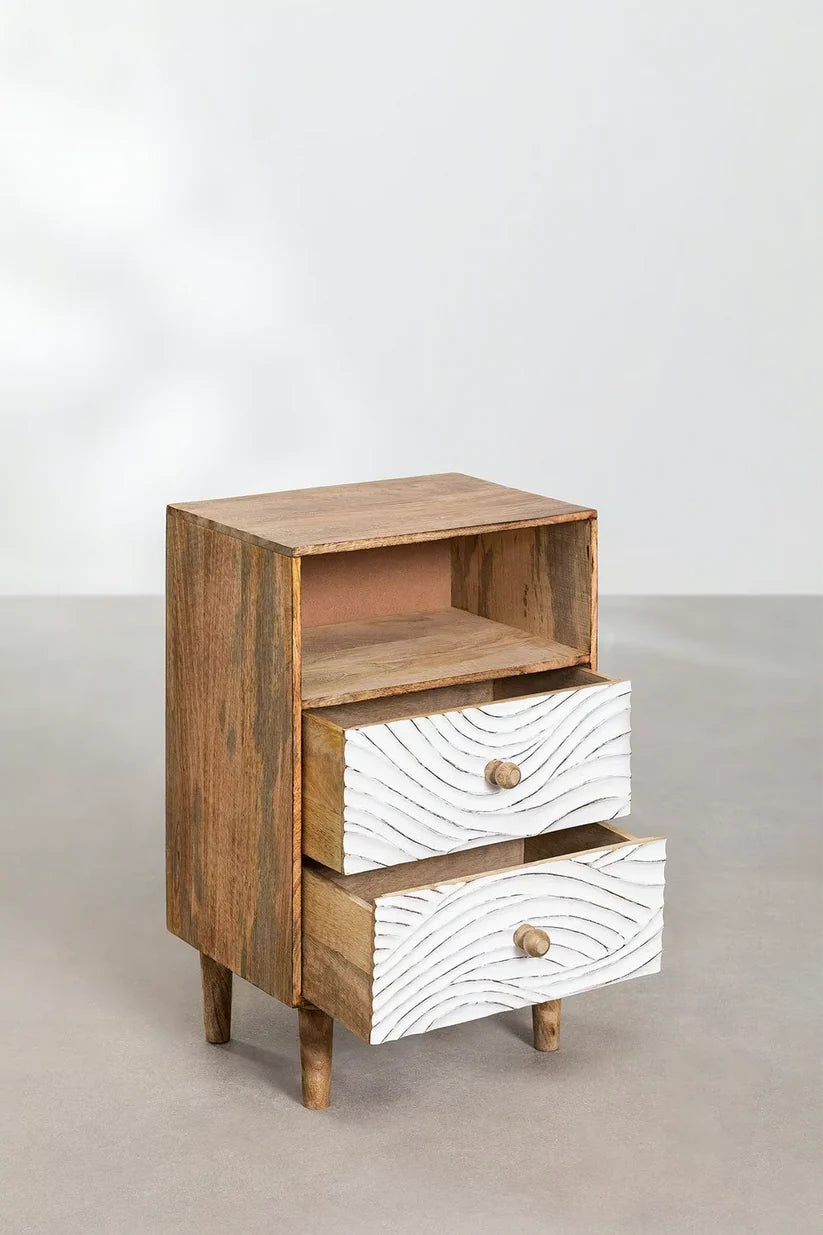 Mango Wood Nightstand Table | Wooden Bedside Table - Frankie