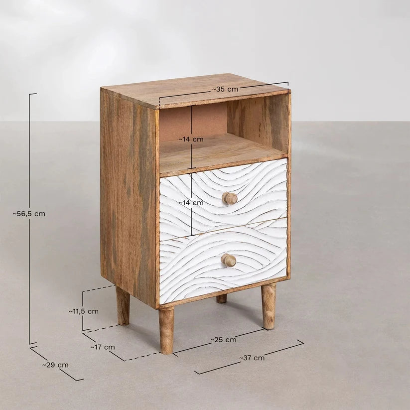 Mango Wood Nightstand Table | Wooden Bedside Table - Frankie