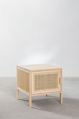 Rattan & Mango Wood Bedside Table | Wooden Bedside Table - Alanis