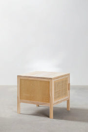 Rattan & Mango Wood Bedside Table | Wooden Bedside Table - Alanis
