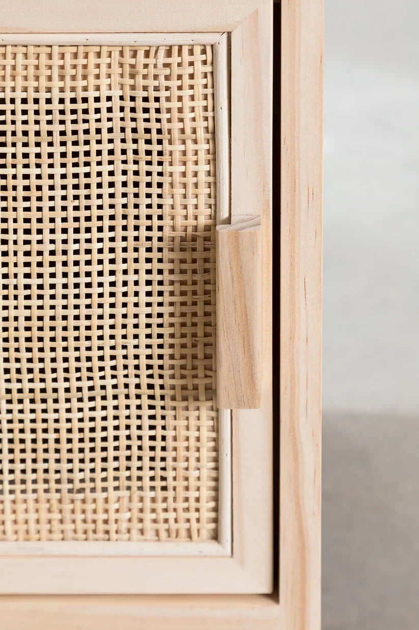 Rattan & Mango Wood Bedside Table | Wooden Bedside Table - Alanis