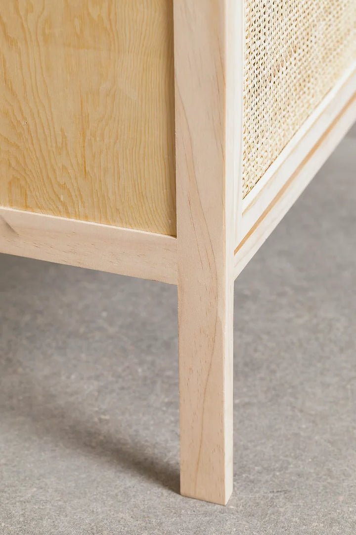 Rattan & Mango Wood Bedside Table | Wooden Bedside Table - Alanis