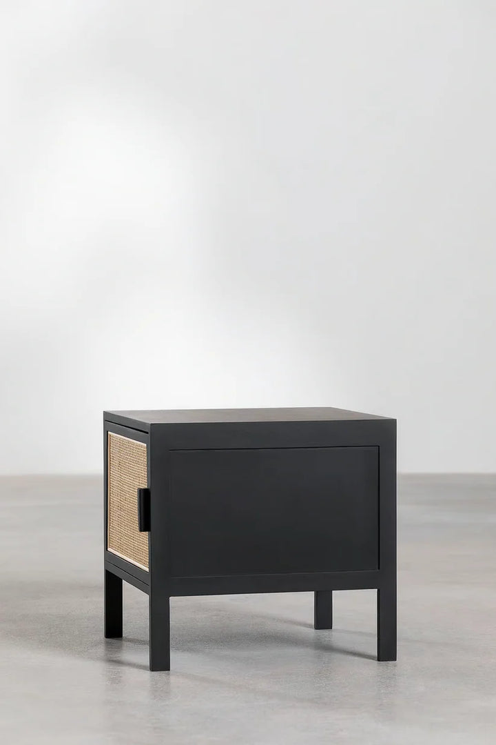 Rattan & Mango Wood Bedside Table | Wooden Bedside Table - Amara