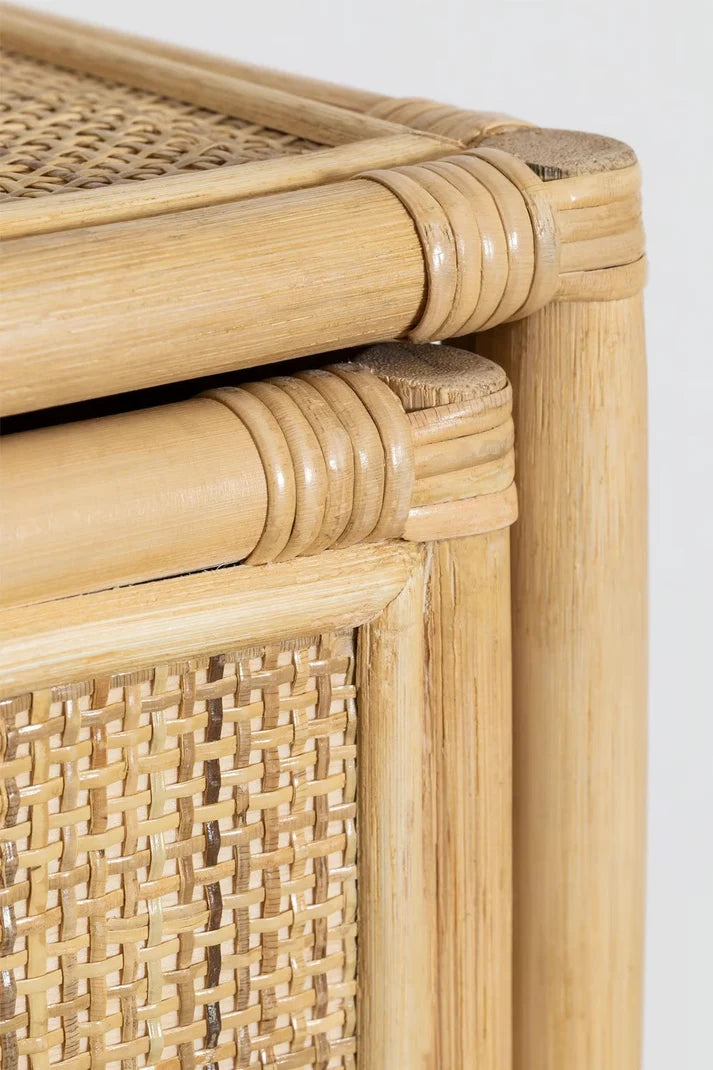 Rattan Floating Bedside Table | Wooden Bedside Table - Bonnie