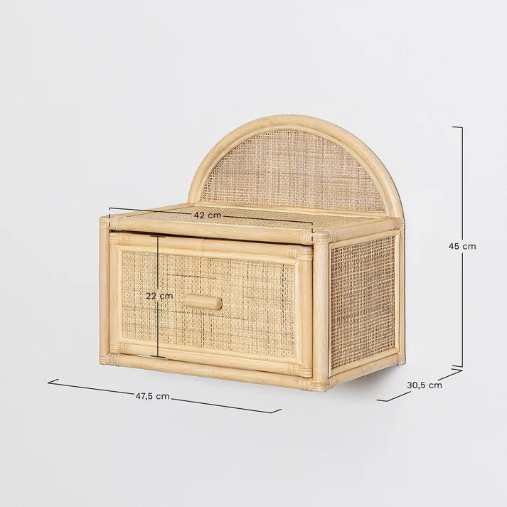 Rattan Floating Bedside Table | Wooden Bedside Table - Bonnie