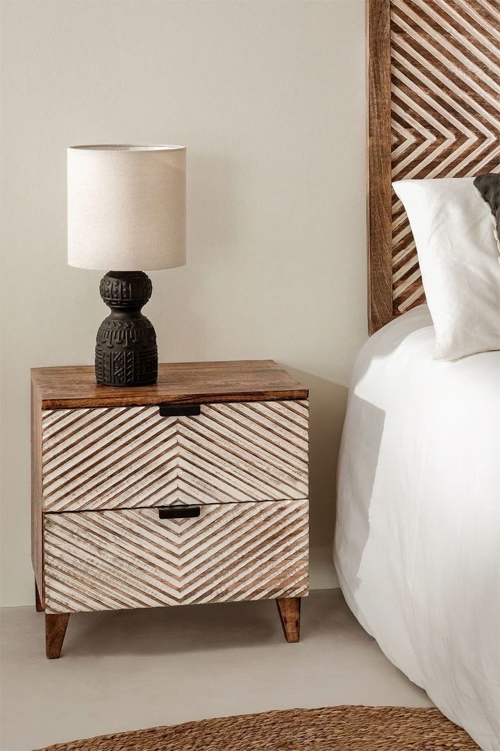 Mango Wood Nightstand Table | Wooden Bedside Table - Ingrid
